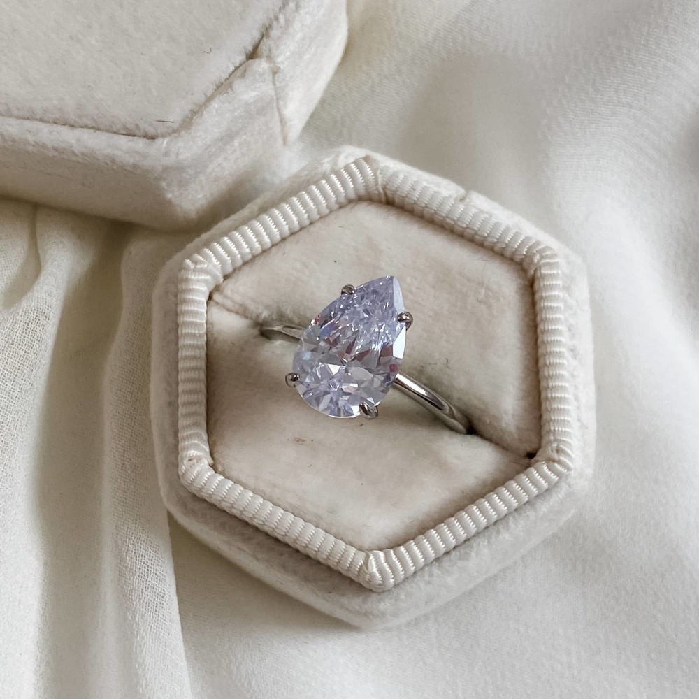 3 Carat Pear Sterling 925 Diamond Ring